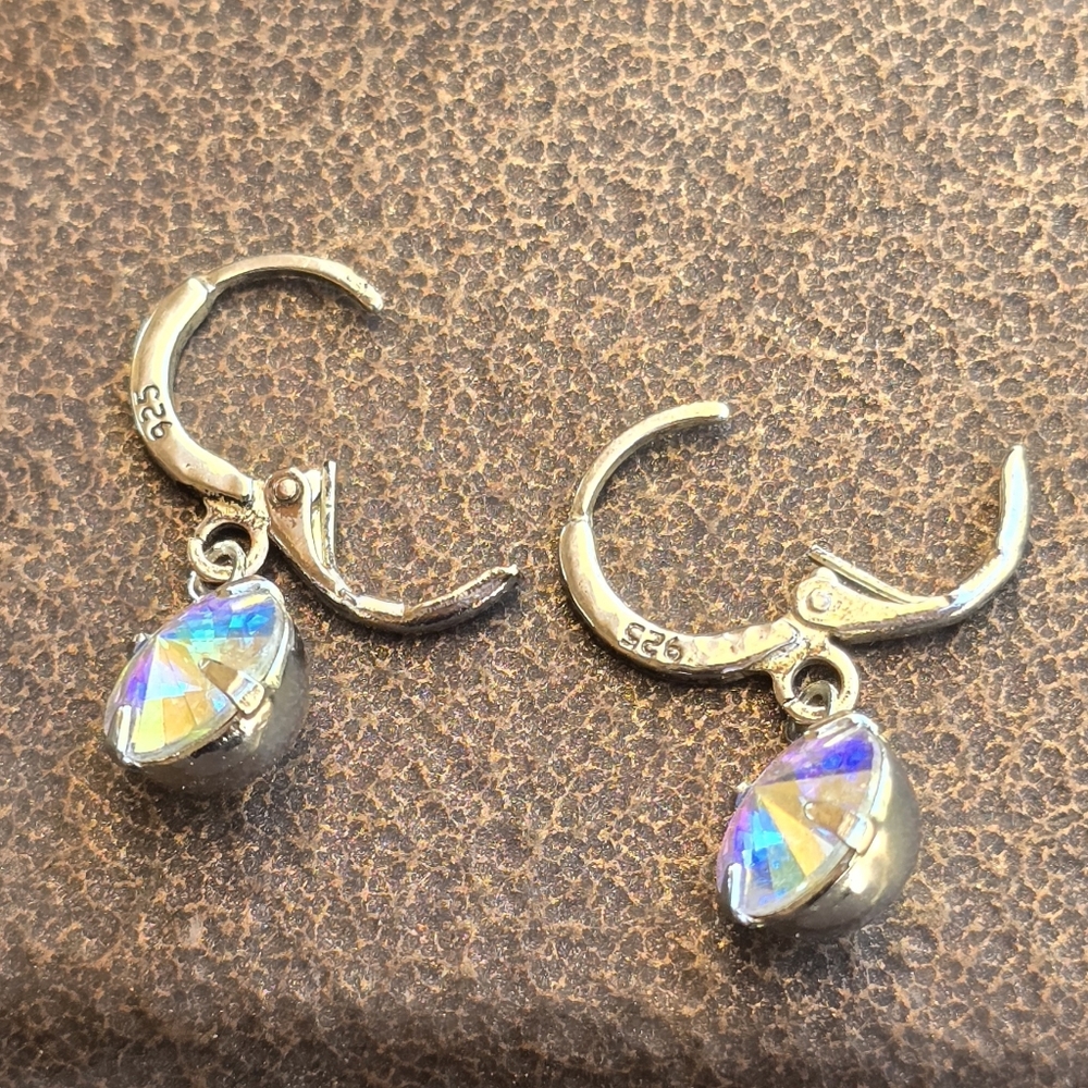 Vintage Swavorski AB Aurora Borealis rivoli-cut 925 sterling silver - Picture 16 of 17